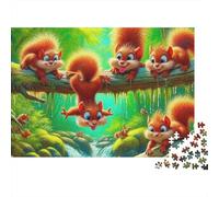 Ardilla Bonita de Bosque Puzzle de 1000 Piezas Papel para Adultos Animales de Dibujos Escena Puzzle para Toda la Familia Relajación Regalo 38x26cm/1000pcs