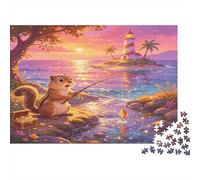 Ardilla Bonita Isla Atardecer Puzzle de 1000 Piezas Puzzle para Adultos Juego de Puzzle 1000 Piezas Relajante Foco Regalo Hogar 70x50cm/1000pcs
