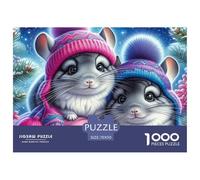 Ardilla Bonita Puzzle de 1000 Piezas de Papel para Adultos Gorro de Invierno Noche Nevada Juego de Puzzle 1000 Piezas Relajante Hogar Regalo 70x50cm/1000pcs
