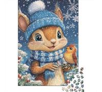 Ardilla Bonita Puzzle de 1000 Piezas de Papel para Adultos Paisaje Nieve Invierno Juego de Puzzle Familia Relajación Enfoque Hogar 38x26cm/1000pcs