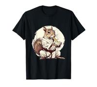 Ardilla Comiendo Ramen Karate Arte Animal Fideos Japoneses Camiseta