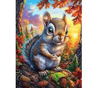 Ardilla con bellota en la rama del árbol Puzzle 1000 Piezas Obra De Arte Familiar Coleccionable Mitos de cuento de hadas Rompecabezas 3D Para Hombres Y Mujeres Juguete Educativo Desafío Intelectual 10