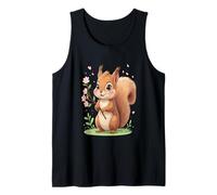 Ardilla con Flor ilustración Animal Camiseta sin Mangas