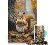Ardilla con Nuez en el Bosque otoñal Rompecabezas de 1000 Piezas para Adolescentes Juguete Que desafía la Mente Diversión compartida Diseño nítido Sorpresa cálida 50x75cm