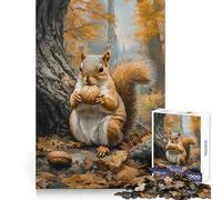 Ardilla con Nuez en el Bosque otoñal Rompecabezas de 1000 Piezas para Adultos Juego Inteligente para aliviar el estrés Patrón de Montaje Sorpresa navideña 38x26cm