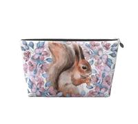 Ardilla de Dibujos Animados con Flores, Bolsa de artículos de tocador Bolsa de Maquillaje Bolsa de cosméticos Bolsa de artículos de tocador de Viaje portátil