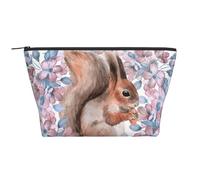 Ardilla de Dibujos Animados con Flores, Bolsa de artículos de tocador Bolsa de Maquillaje Bolsa de cosméticos Bolsa de artículos de tocador de Viaje portátil