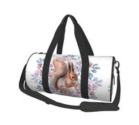 Ardilla de Dibujos Animados con Flores, Bolsa de Viaje de Gran Capacidad, Bolso Redondo, Bolsa de Viaje Deportiva, Bolsa de Mano, Bolsa de Fitness
