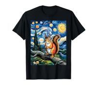 Ardilla de noche estrellada amante de las ardillas Van Gogh Style Squirrel Camiseta