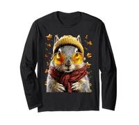 Ardilla de otoño con Gafas de Sol Hojas de otoño Animal del Bosque Manga Larga