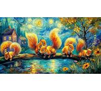 Ardilla de otoño Junto a un Pozo de Madera Puzzle de 1000 Piezas de Papel Reciclado - Regalo Divertido & Idea Adultos 38x52/1000pcs