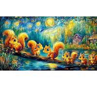 Ardilla de otoño Junto a un Pozo de Madera Puzzle de 1000 Piezas para Adultos - Actividad Familiar DesaFío edugatoivo & Relajación 38x52/1000pcs