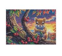 Ardilla del Bosque Rompecabezas 300 Piezas Cartón para Parejas Chipmunk Tree Berry Actividad Tiempo Libre Terapia Relajación Decoración Salón Regalo Sorpresa 300 PCS