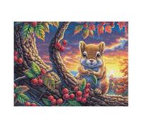 Ardilla del Bosque Rompecabezas 500 Piezas Cartón para Niños Mayores 14 Años Chipmunk Tree Berry Entretenimiento Casa Terapia Relajación Ocio Doméstico Detalle Único Original 500 PCS