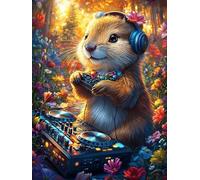 Ardilla DJ en el jardín de Flores Puzzle 1000 Piezas Educativo 3D Familiar Mitos Animal-Planta Rompecabezas para Familia Desafío Intelectual DIY Creativo Decoración Hogar 1000 PCS