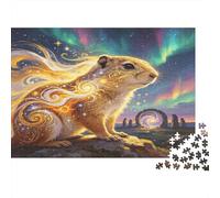 Ardilla Dorada Fantasía Puzzle de 1000 Piezas Papel para Adultos Escena Nocturna Aurora Juego de Puzzle 1000 Piezas Relajación Decoración Regalo Familia 52x38cm/1000pcs