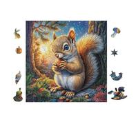 Ardilla en Bosque de Otoño Puzzle 100 Piezas Cartón Blanco Premium para Expertos Mejora Concentración Ejercita La Mente Actividad Días Libres 28x28cm