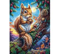 Ardilla en la Rama del árbol Puzzles 500 Piezas Estera Portátil 3D Antideslizante Mitos de Cuento de Hadas Rompecabezas Familiar para Adultos Aliviar Estrés Decoración Hogar Moderno Creativo 500 PCS