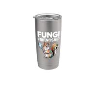 Ardilla Explorador Naturaleza De Dibujos Animados Animales Árbol Curioso Vaso térmico de acero inoxidable de doble pared