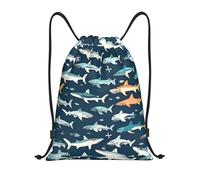 Ardilla gracioso animal impreso bolsas con cordón mochila bolsa deporte gimnasio bolsa cordón bolsa compras bolsa de cuerda, Tiburones náutico, M