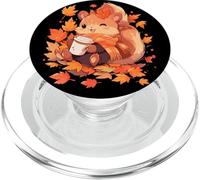 Ardilla Hojas de Otoño Calabaza Especias Latte Kawaii PopSockets PopGrip para MagSafe
