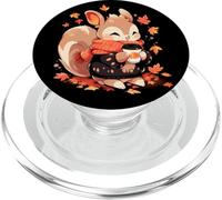 Ardilla Hojas de Otoño Calabaza Especias Latte Kawaii PopSockets PopGrip para MagSafe