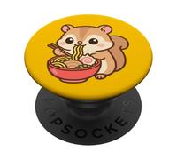 Ardilla Linda Comiendo Ramen Kawaii Foodie Art PopSockets PopGrip Adhesivo
