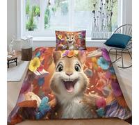 Ardilla Linda Funda Nórdica 3D Impresión Ardilla Linda Funda De Edredón Familiar Y Niños Juego De Cama Y Funda De Almohada Microfibra con Cremallera 2 Piezas Single(135x200cm)