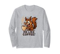 Ardilla Linda sosteniendo Arte de Dibujos Animados de café Manga Larga