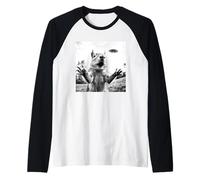 Ardilla Loca ama Las Selfies con ovnis extraños galácticamente Camiseta Manga Raglan