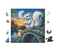 Ardilla on Bridge at Moonlight Rompecabezas 100 Piezas Cartón para Expertos Mejora Atención para Semana Santa Garantía Satisfacción Más Vendido 28x28cm