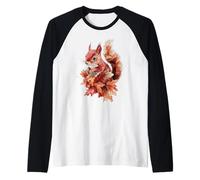 Ardilla Otoño Otoño Bosque Animal Vintage Ardilla Amante Camiseta Manga Raglan