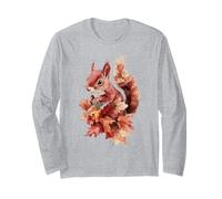 Ardilla Otoño Otoño Bosque Animal Vintage Ardilla Amante Manga Larga
