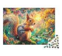 Ardilla Peluche por Corriente con pequeña casa Puzzle De 1000 Piezas Adorable Ardilla Desafío De Ingenio para Adultos Y Niños 52x38cm/1000pcs