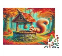 Ardilla Pozo del Bosque Puzzle de 1000 Piezas Papel para Adultos Paisaje Otoñal Juego de Puzzle 1000 Piezas Relajación Regalo Hogar Decorativo 70x50cm/1000pcs