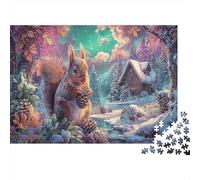Ardilla Que sostiene Pinecone en la Nieve Puzzle Vida Silvestre Rompecabezas 1000 Piezas - Regalo, Juego Familiar, Decoración del Hogar, Adultos 52x38cm/1000pcs