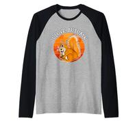 Ardilla Roja, Amo el Otoño, Amante de la Vida Silvestre Camiseta Manga Raglan