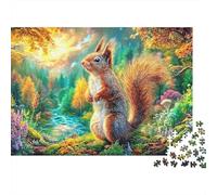 Ardilla se Encuentra Junto al río en el Bosque Puzzle De 1000 Piezas Adorable Ardilla Cartón Reciclado, Excelente Regalo para Todas Las Edades 52x38cm/1000pcs
