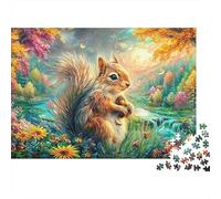 Ardilla sostiene bellinas en bosques de otoño Puzzle De 1000 Piezas Adorable Ardilla Desafiante Y De Ingenio para Todas Las Edades 70x50cm/1000pcs