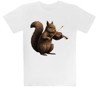 Ardilla Tocando El Violín Camiseta Blanca para Niños Camiseta De Manga Corta para Niños Kids White tee Children Short Sleeve T-Shirt