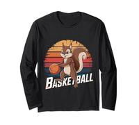 Ardilla vintage jugando baloncesto amantes de la ardilla Cesta Manga Larga