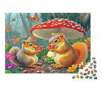 Ardillas bajo Setas Puzzles Imposible,desafío para Adultos Animales Juego Educativo 1000 Piezas Obra De Arte De Juego De para Adultos Y Niños 38x26cm/1000pcs