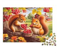 Ardillas Cosecha Bayas Rompecabezas 1000 Piezas Papel Ilustrados Acertijos Adultos Familia Regalo Navidad Juego Familiar 70x50cm/1000pcs