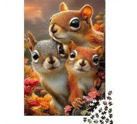 Ardillas del Bosque Animales Puzzle de 1000 Piezas Papel para Adultos Escena Natural Otoñal Juego de Puzzle 1000 Piezas Relajación Familia Decoración Regalo 70x50cm/1000pcs
