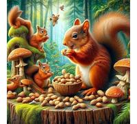 Ardillas del Bosque Cacahuete Puzzle de 500 Piezas,45x45 cm Rompecabezas DIY,Entretenimiento Creativo,Rompecabezas para Adultos,Juego de Habilidad para Toda la Familia