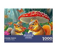 Ardillas Hongos del Bosque Puzzle de 1000 Piezas Papel para Adultos Puzzle para Toda la Familia Relajación Decoración Regalo 38x26cm/1000pcs