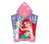 ARDITEX Poncho para la playa infantil de Ariel La Sirenita Disney - Con capucha y microfibra 240gsm - Tacto suave y secado rápido - Ideal para piscina o playa - Diseño rosa y lila marino