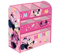 ARDITEX Mueble Organizador de Juguetes Minnie Mouse, Estantería Infantil de Madera con 6 Cestos Textiles de Almacenaje, Estilo Montessori para Habitación o Sala de Juegos Niños, 62 x 30 x 60 cm, Rosa