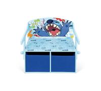 ARDITEX - Banco pupitre Infantil de Madera Convertible en Escritorio con almacenaje Inferior de Stitch de Disney - 60x47x56cm - Color Azul y Turquesa - Ideal para Dormitorio Infantil