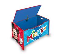 ARDITEX - Banco juguetero infantil de madera de Mickey Mouse de Disney - 62,5x40x37cm - Color rojo y azul - Ideal para guardar juguetes, ropa o accesorios en una habitación infantil